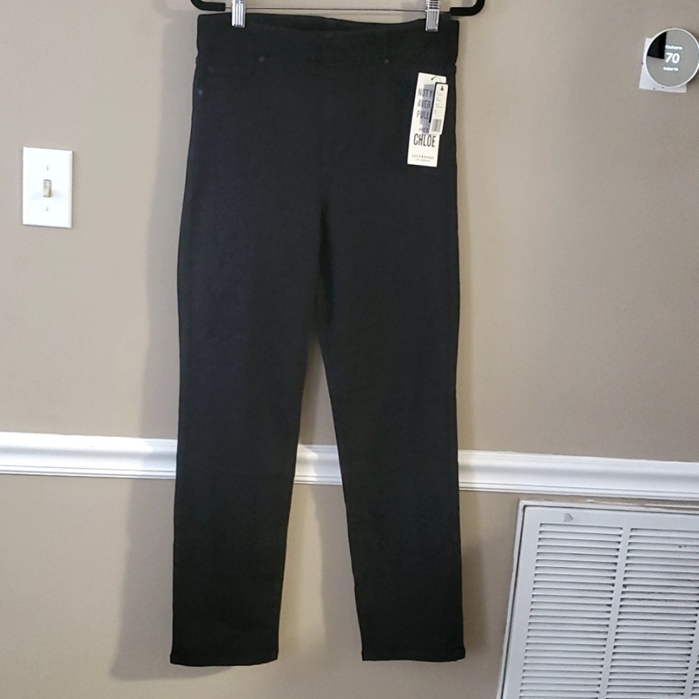 Liverpool Chloe Pull-On Stretch Slim Jeans In Black Size 6/28 NWT'S